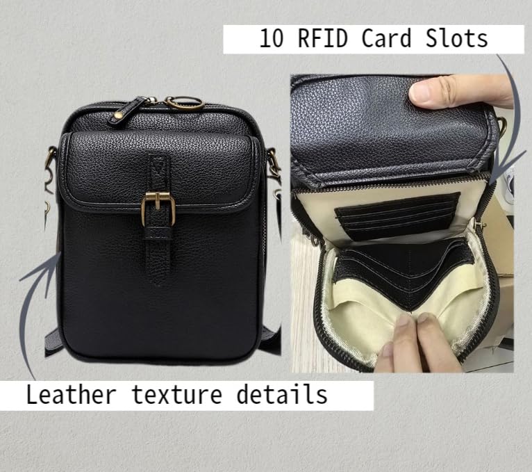 Messenger Bag for Women Vegan Leather Urvashi Crossbody Bag with Built in Wallet,Vintage Anti-Theft Purse with Card Slots20253