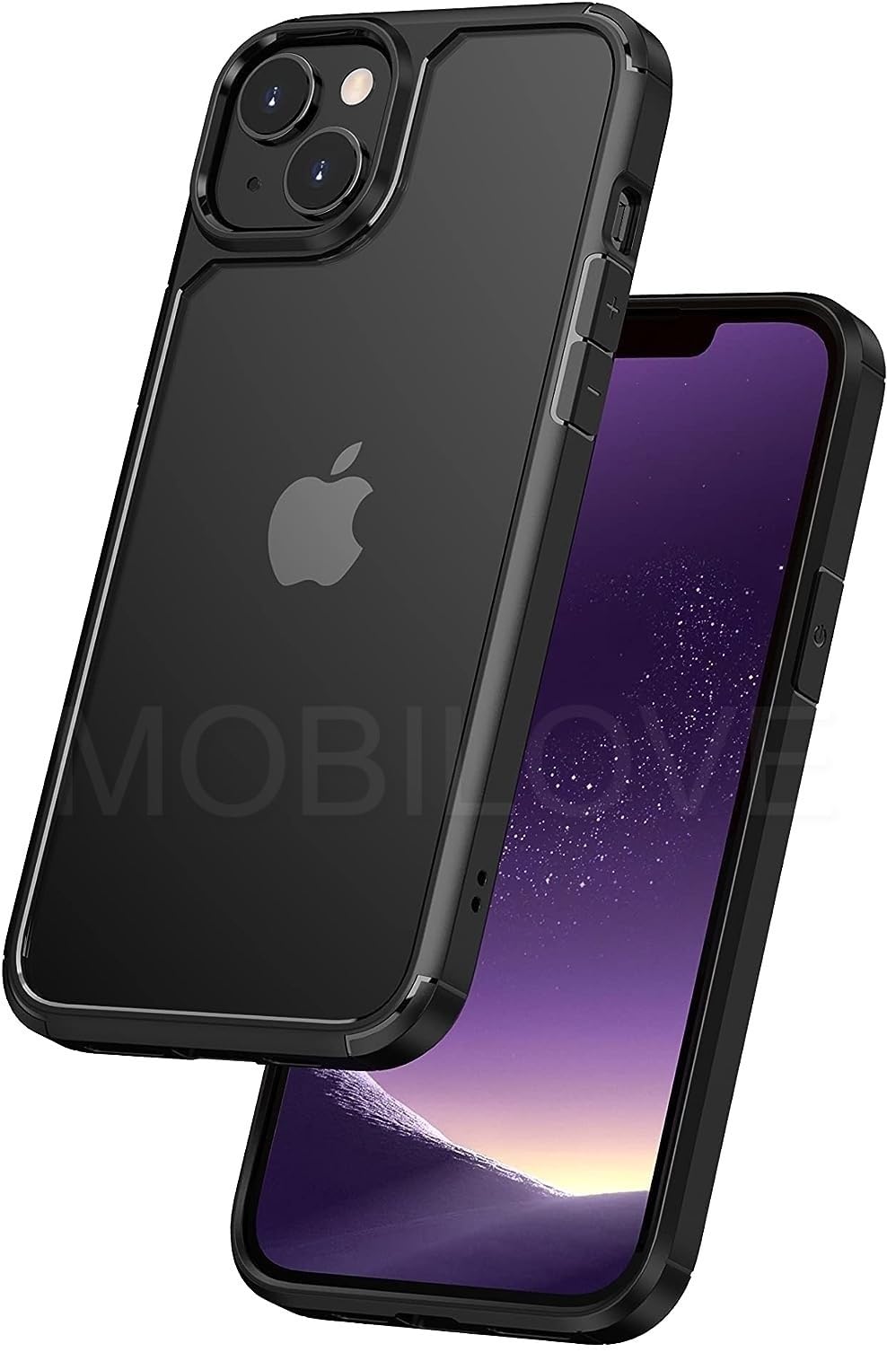 MOBILOVE Back Cover Case for iPhone 14 | iPhone 13 | Defender Series Ultra-Hybrid Crystal Clear Back Shockproof Slim Military Grade Protection Bumper Case (Black Bumper)