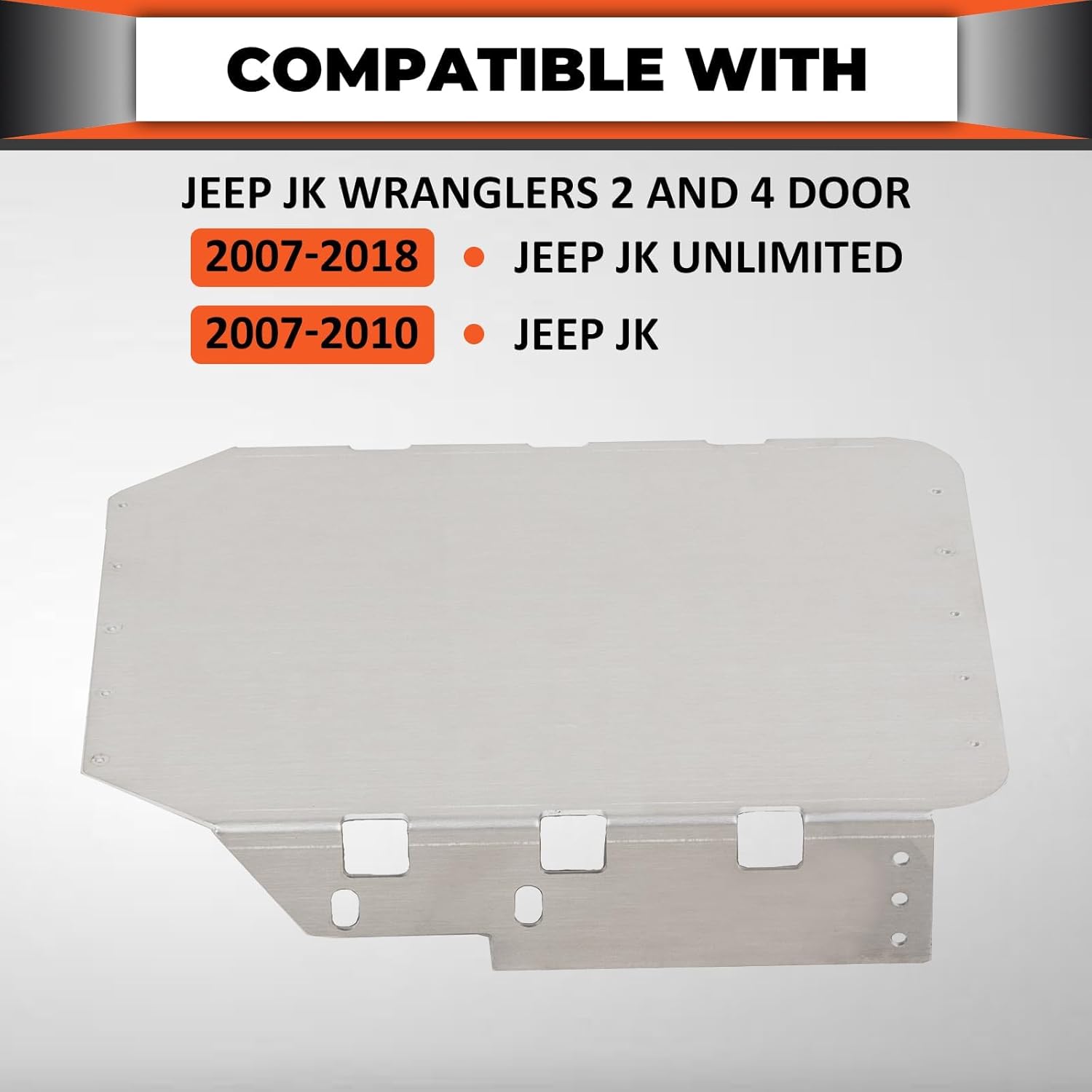 ECOTRIC Under Seat Mounting Bracket Compatible with Jeep Wrangler 2007-2018 JK Unlimited/ 2007-2010 JK Aluminum Bracket Plate Holder Carrier