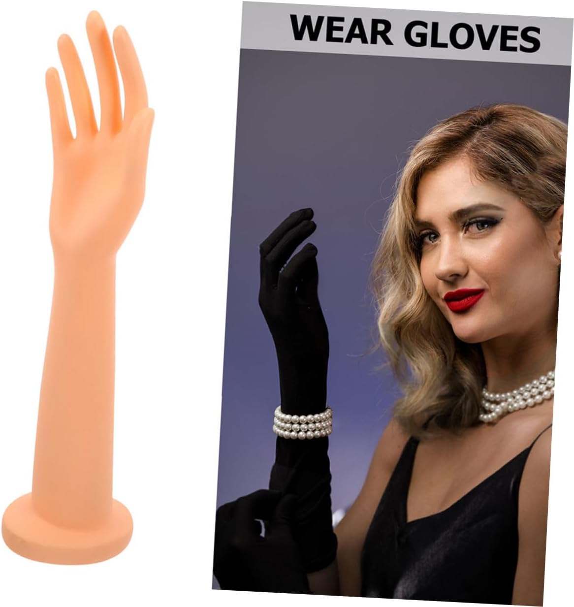 Ciieeo 2pcs Female Mannequin Hand Model Jewelry Display Holder with Matte Skin Tone PVC, Long Hand Prop for Wedding, Bracelet and Ring Showcase, Countertop Decoration