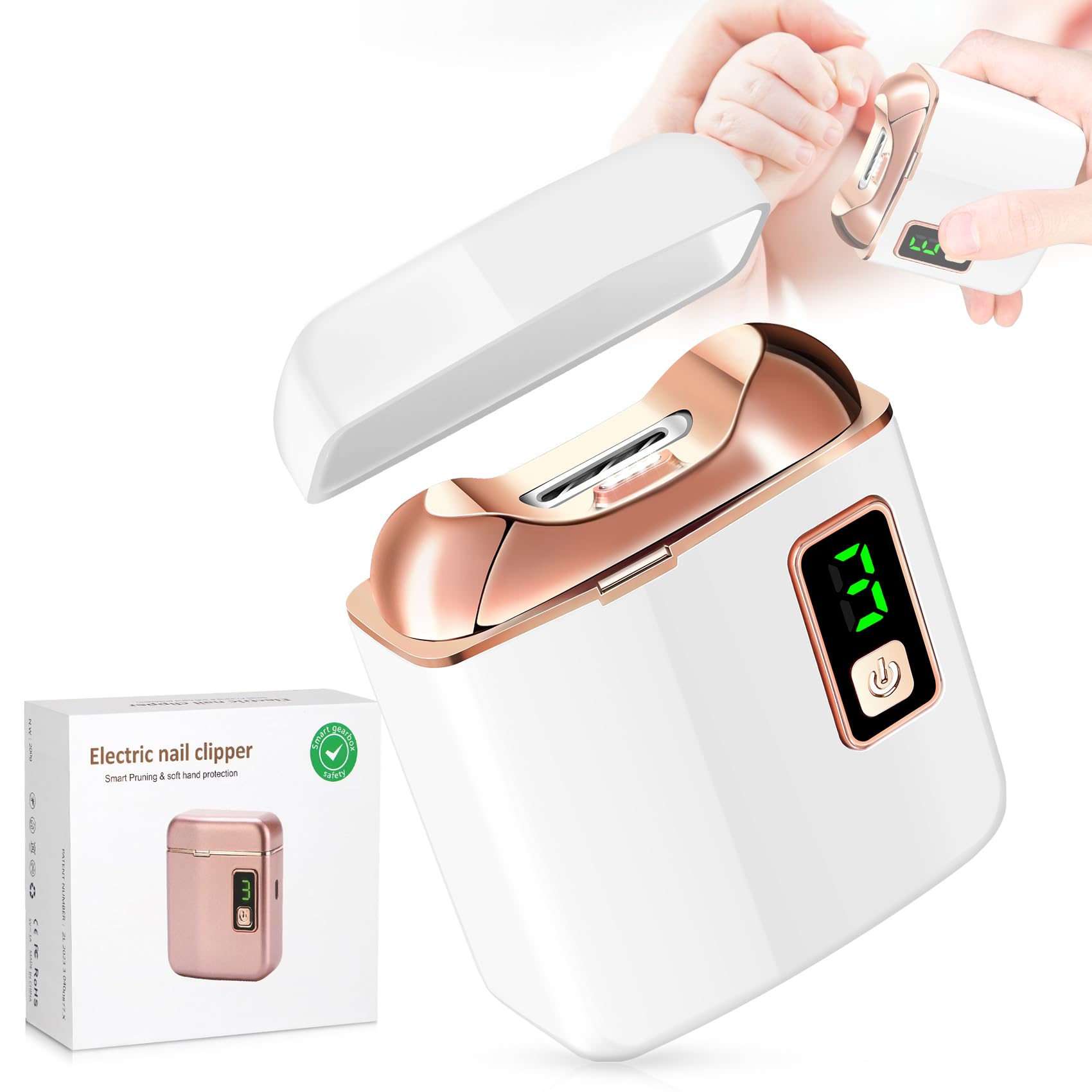 Cortaúñas eléctrico – Recortadora automática para bebés, recargable de 3 velocidades con cuchillas de seguridad silenciosas y colección de chatarra integrada, cuidado de uñas portátil para bebés