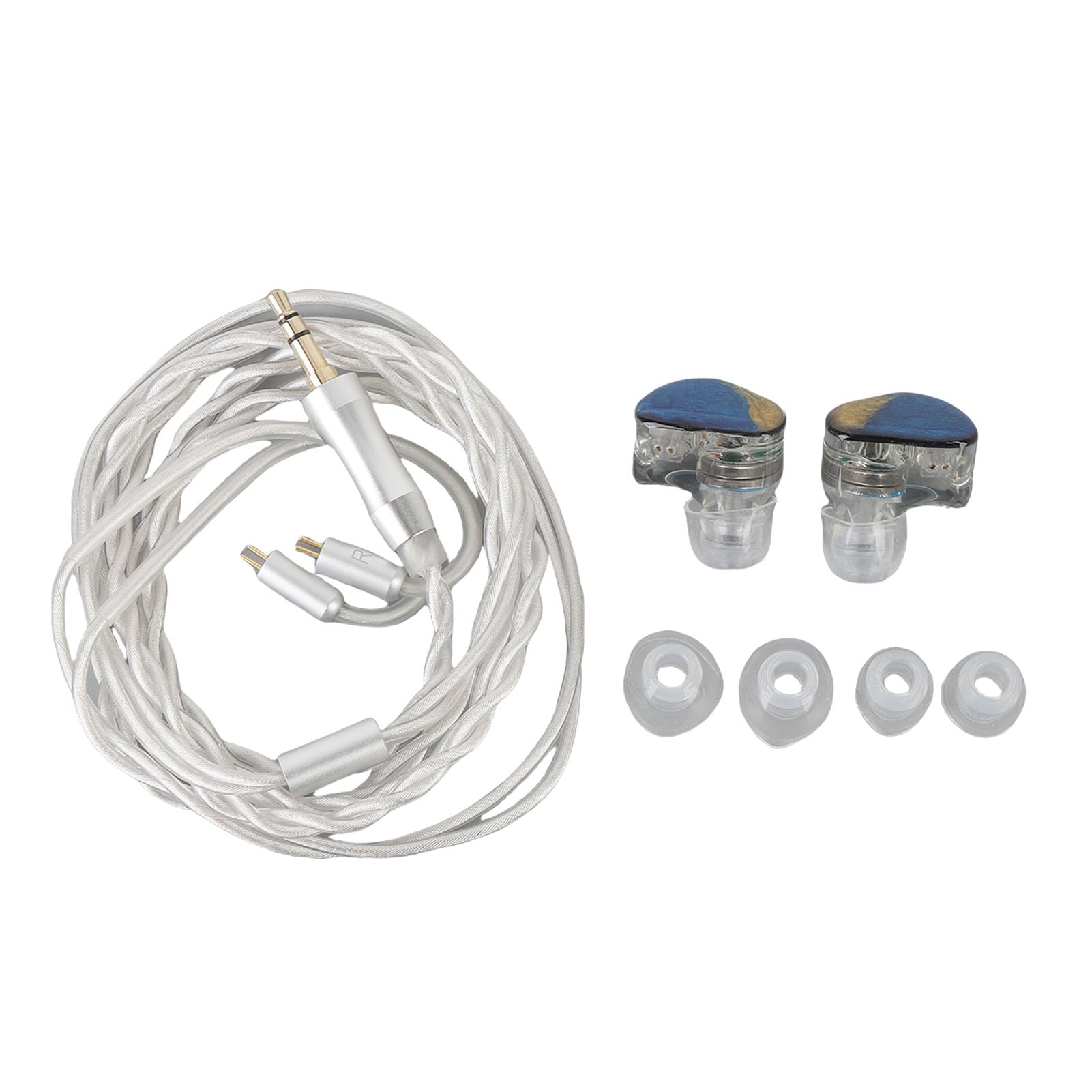 Ejoyous Auricolari IEM Auricolari Cablati HiFi con Guscio in Resina e Cavo Staccabile da 0,78 Mm a 2 Pin 32 Ohm con Isolamento Acustico Suono Stereo per Musicisti Cantanti Stage Studio (Blu Oro)