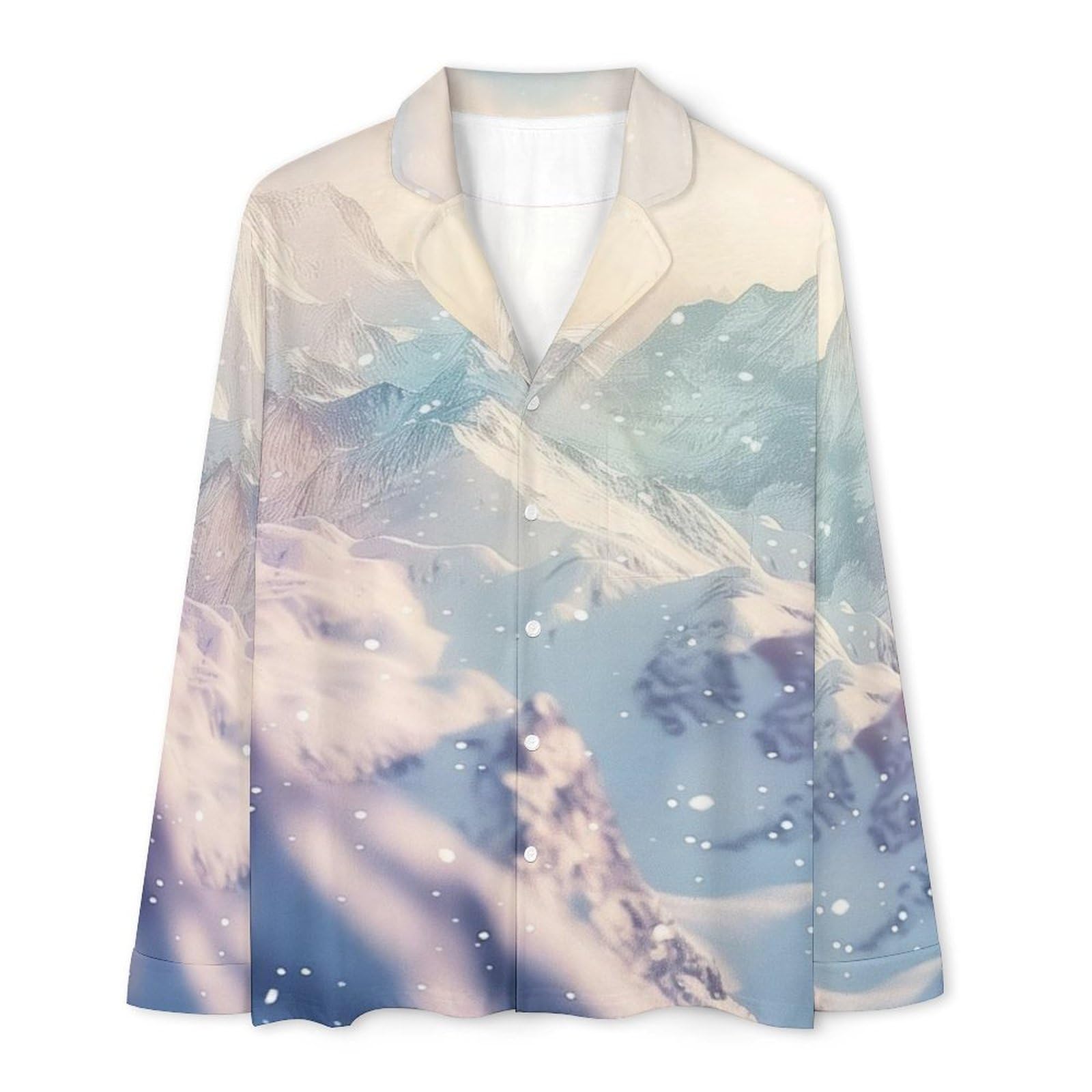 Completo Pigiama da Uomo - Paesaggio Montano Innevato Pigiama A Maniche Lunghe Abbigliamento da Casa 2 Pezzi Top + Pantaloni Morbido E Caldo Pigiama Autunnale E Invernale