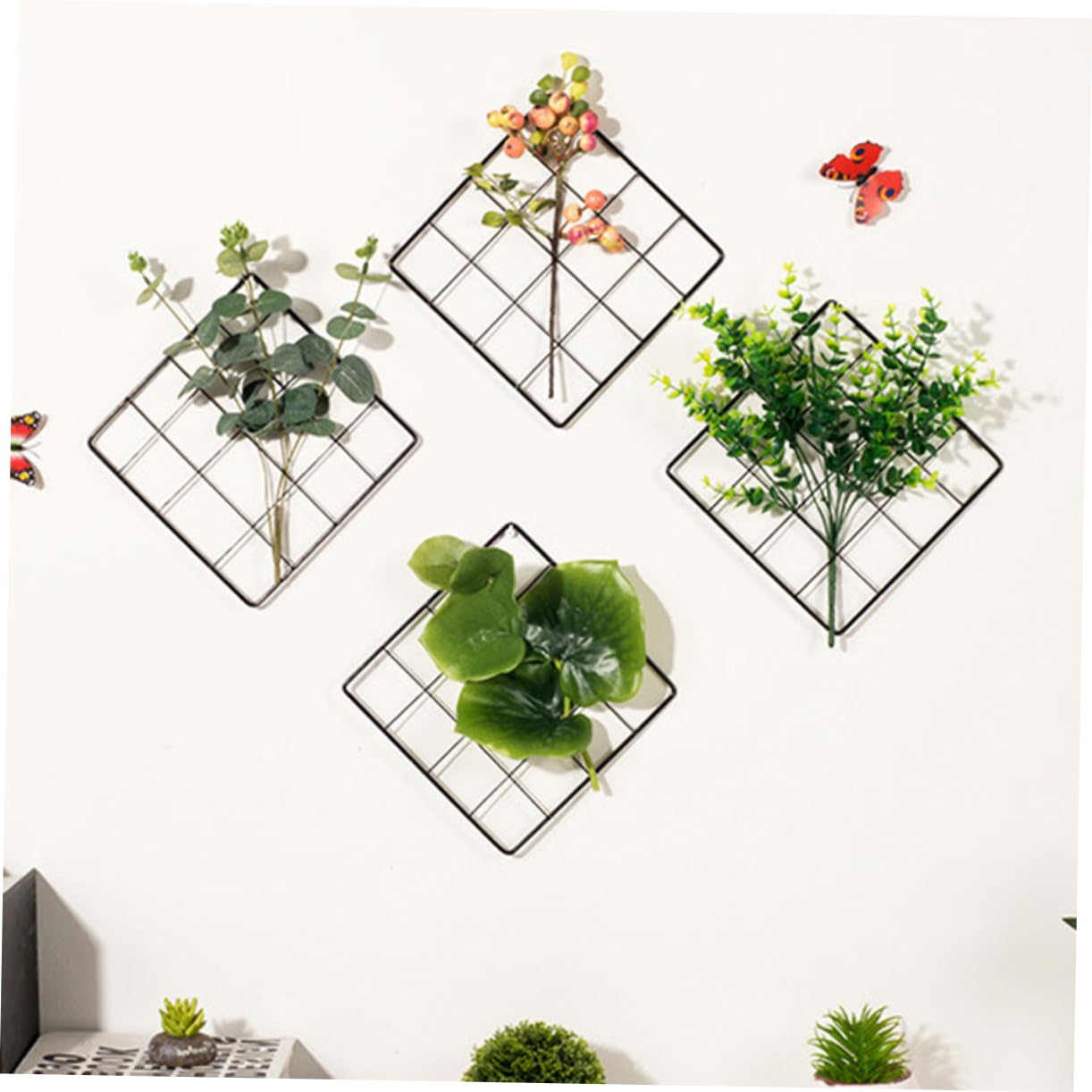 PRETYZOOM Decorate Your Space 2 Pcs Metal Mesh Photo Grid Panel Wall Decor for Room