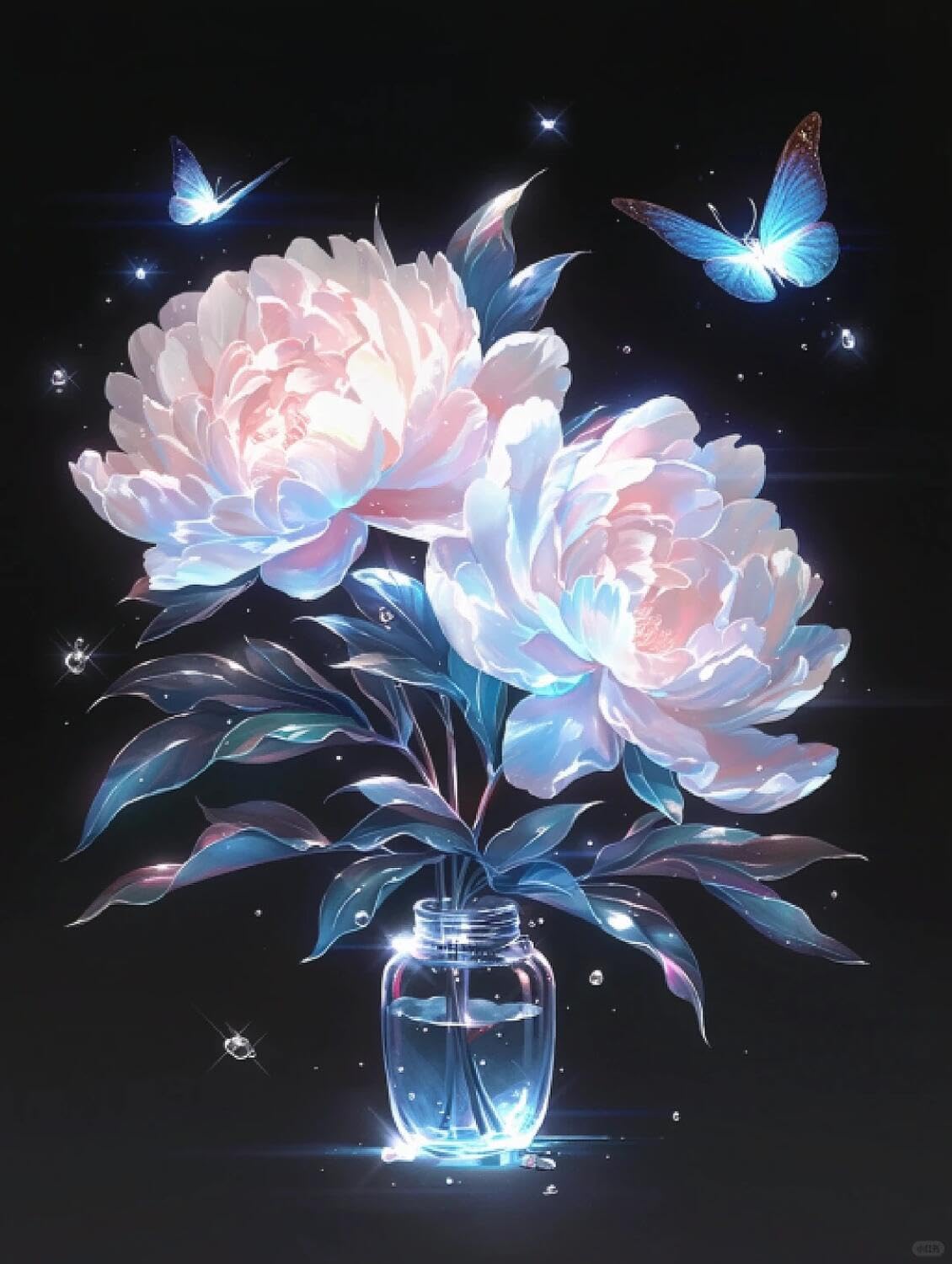 Rqwybcaxn Bead Embroidery Kits Pink Peony 40x50cm