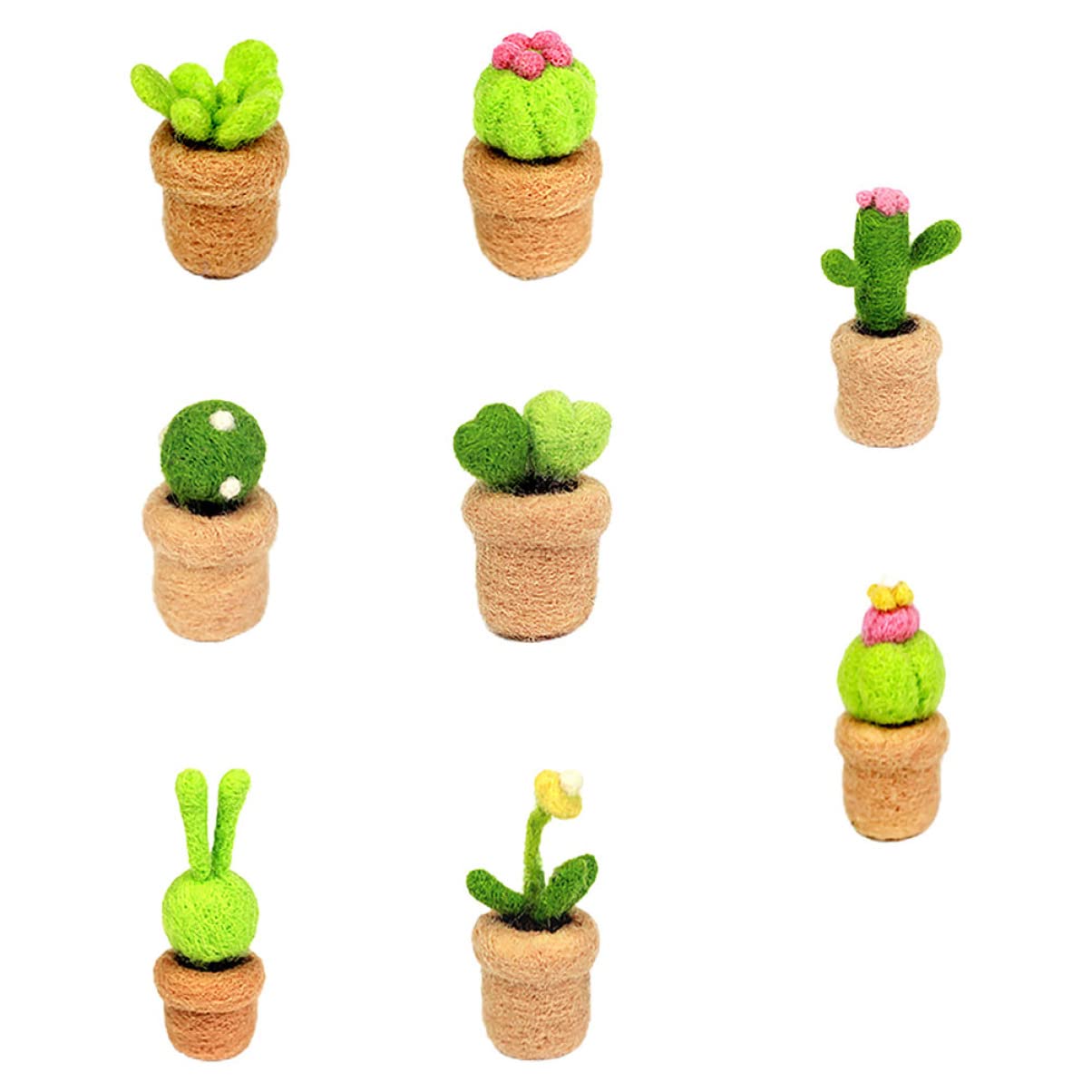 DOITOOL 8Pcs Wool Felting Starter Kit DIY Mini Cactus Decorations Craft Supplies for Home Ornaments Fun Activity for Parents Easy to Use Wool Material for Beginners