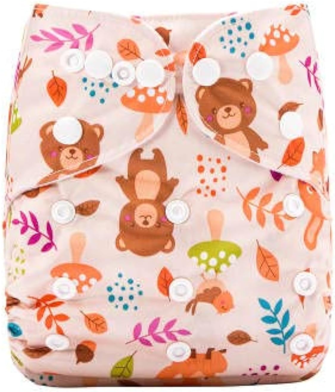 Reusable Diapers - Eco-Friendly Cloth Diapers for Babies, Adjustable and Leak-Proof, 100% Cotton, with 4 layers Bamboo cotton Insert (Foxy Brown)