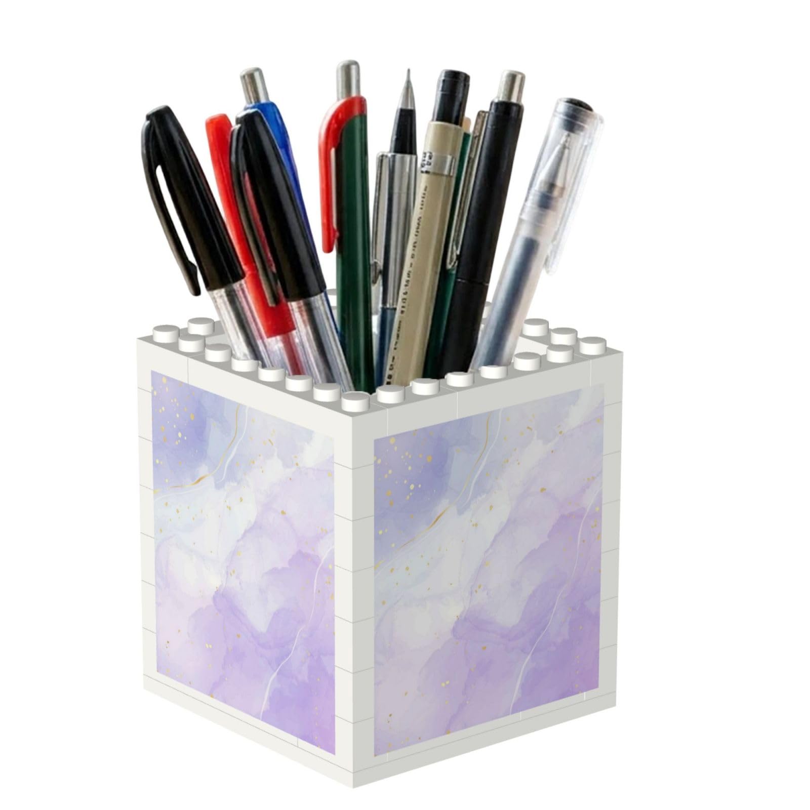 Poadnly Liquid Pastel Purple Marble, Pen Pot Pencil Holder for Office Home School, Compact Desk Organiser for Office Stationery