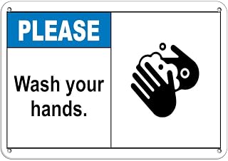 Please wash Your Hands. Business Sign Feature Department Label Vinyl Decal Sticker Kit OSHA Safety Label Compliance Signs 8"