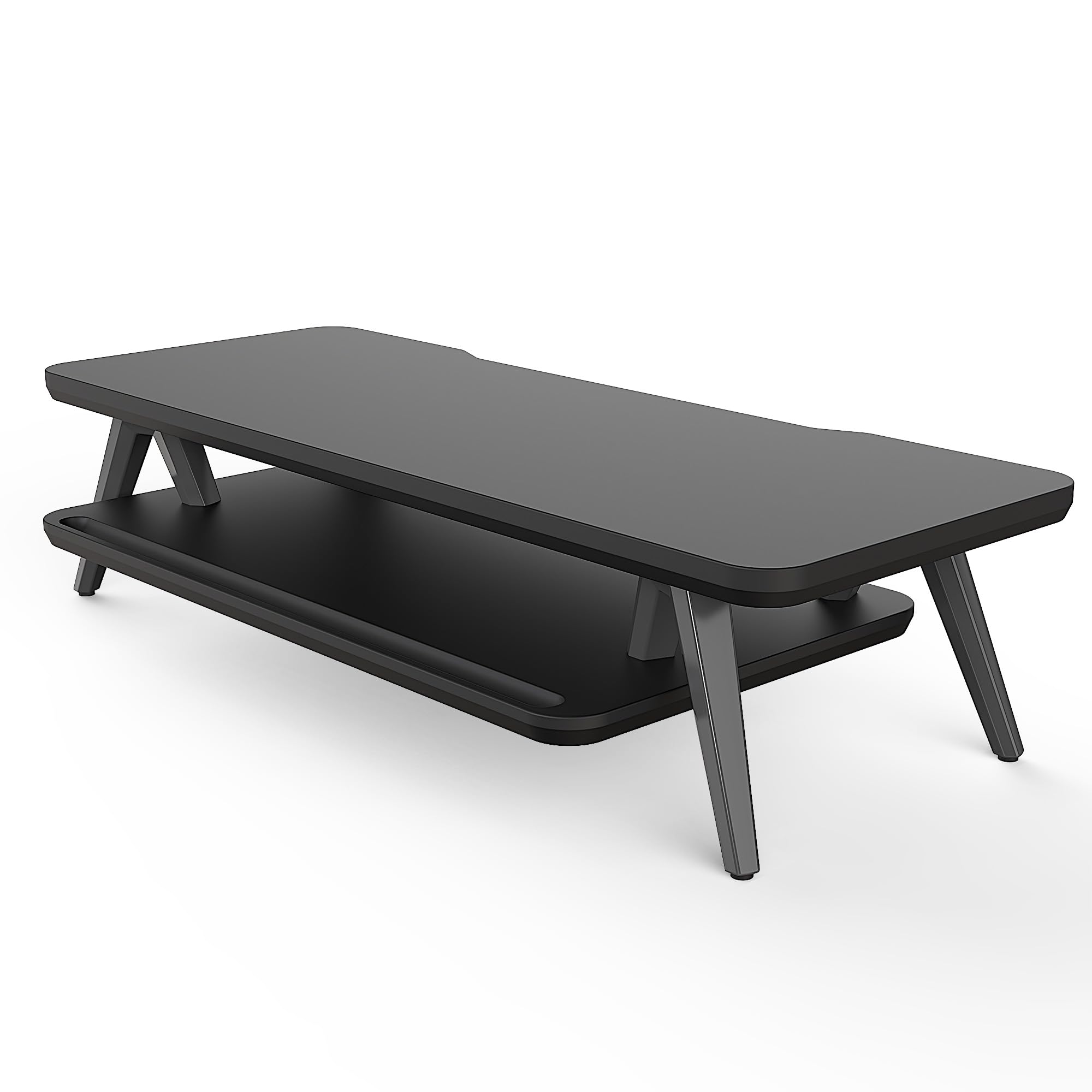 Soporte Monitor Fenge con Ranura para Smartphone, Tableta y Bolígrafo, Elevador de Escritorio Madera y Metal, 60cm Negro