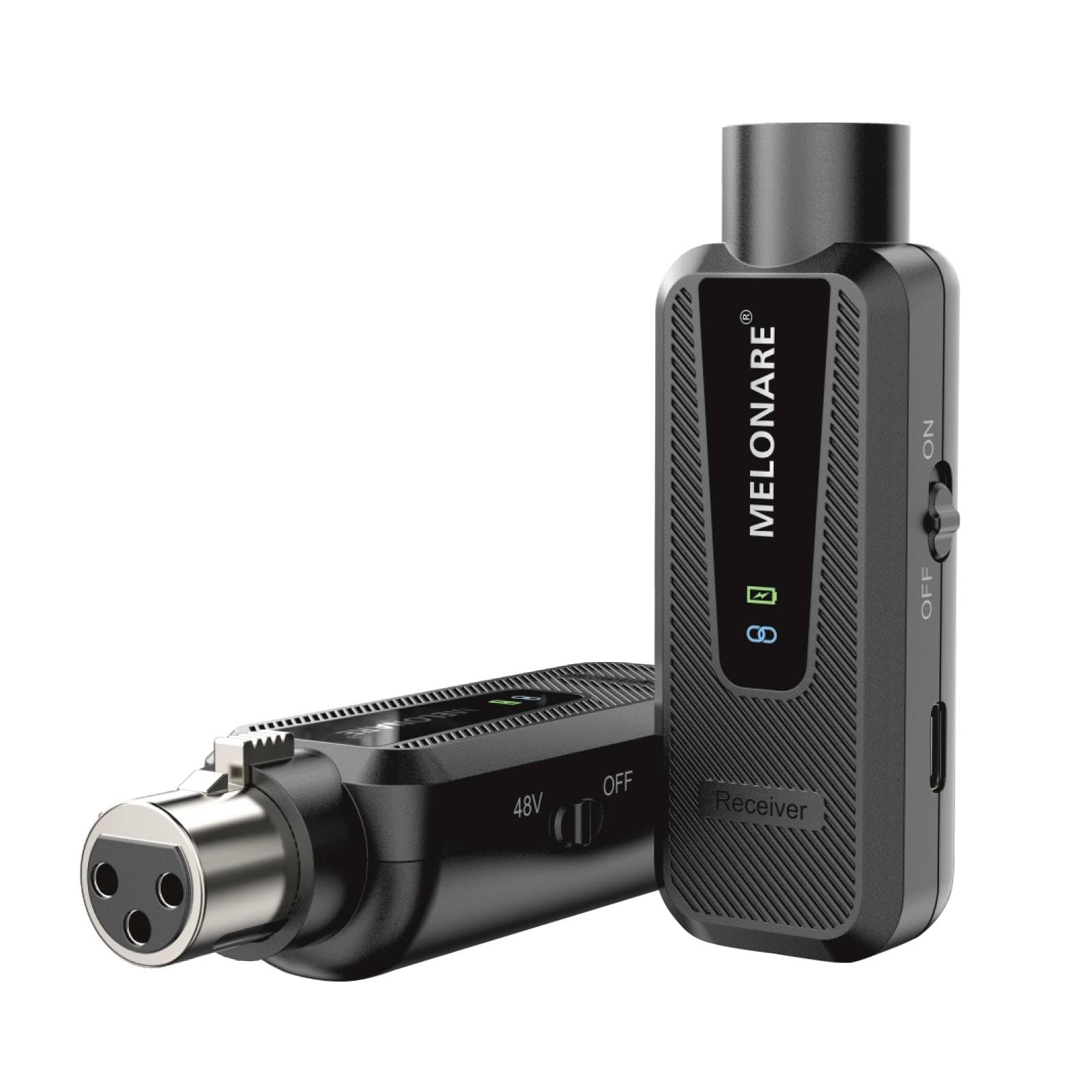 Melonare Adaptateur de microphone sans fil UHF 900 MHz XLR, système émetteur et récepteur audio sans fil XLR, portée de 50 m, alimentation fantôme + 48 V pour micro, mixeur audio et configuration PA