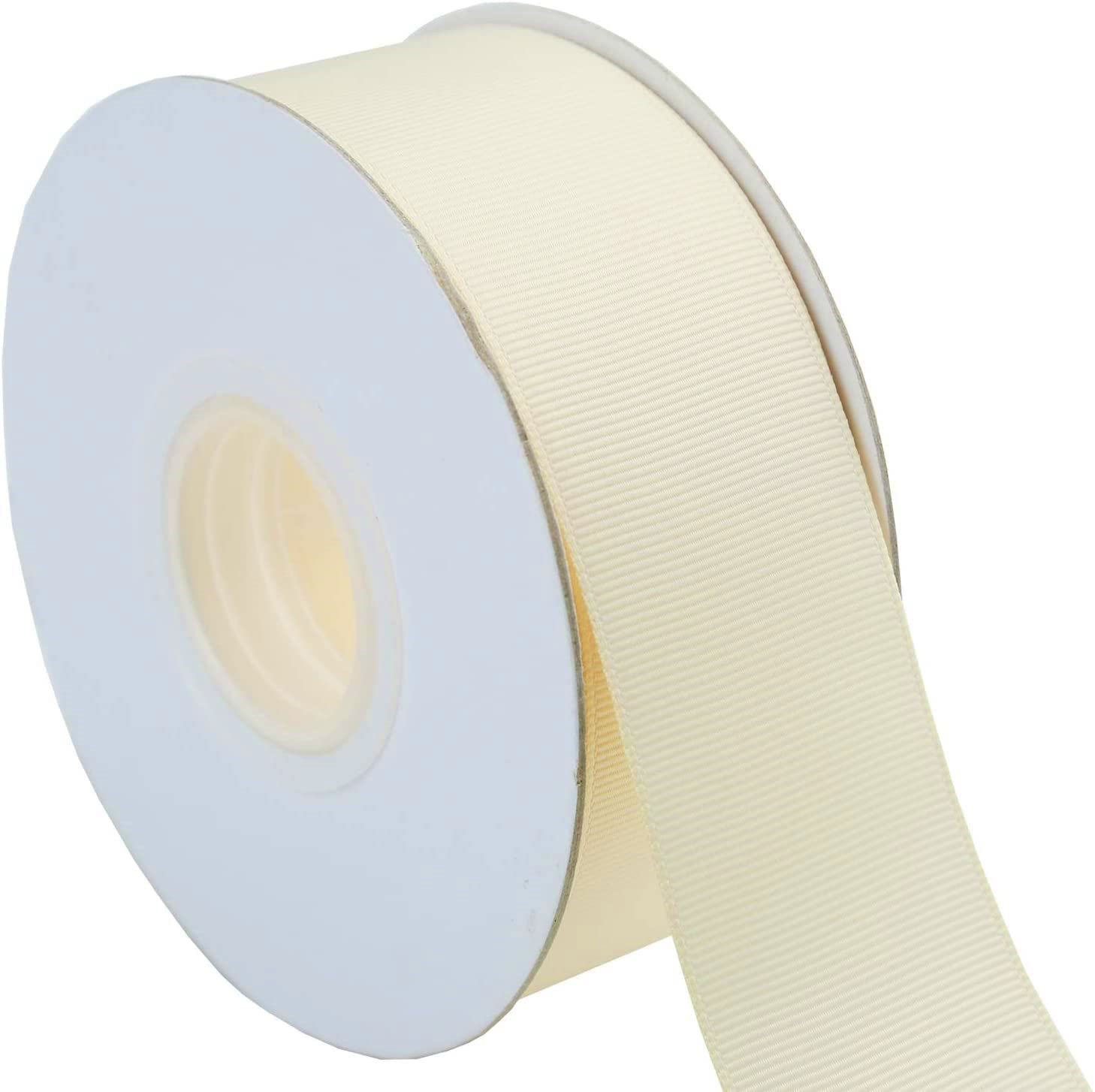 Grosgrain Ribbon -23 Meters / 25 Yards Rolls for Gifts Wrap Sew Party Decorations Events Wedding Christmas Crafts Bows DIY Bouquets Cake Double Sided Buy Any 3 Get 1 Free (50 mm, Cream)