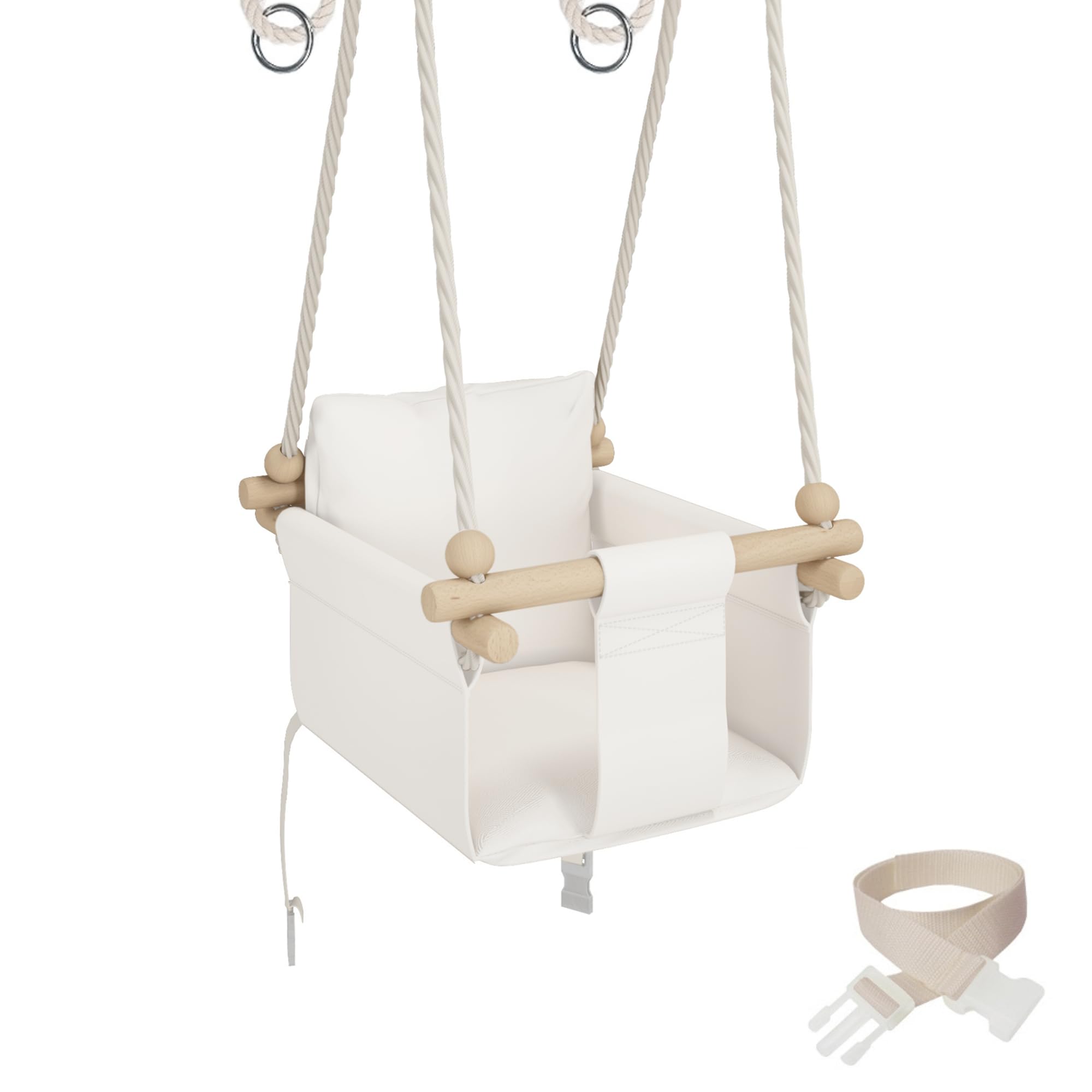 MAMOI® Wooden baby swing seat for toddlers, Indoor toddler swings chair from birth, Kids baby bouncer for garden, Child rocker swing set from 8 months