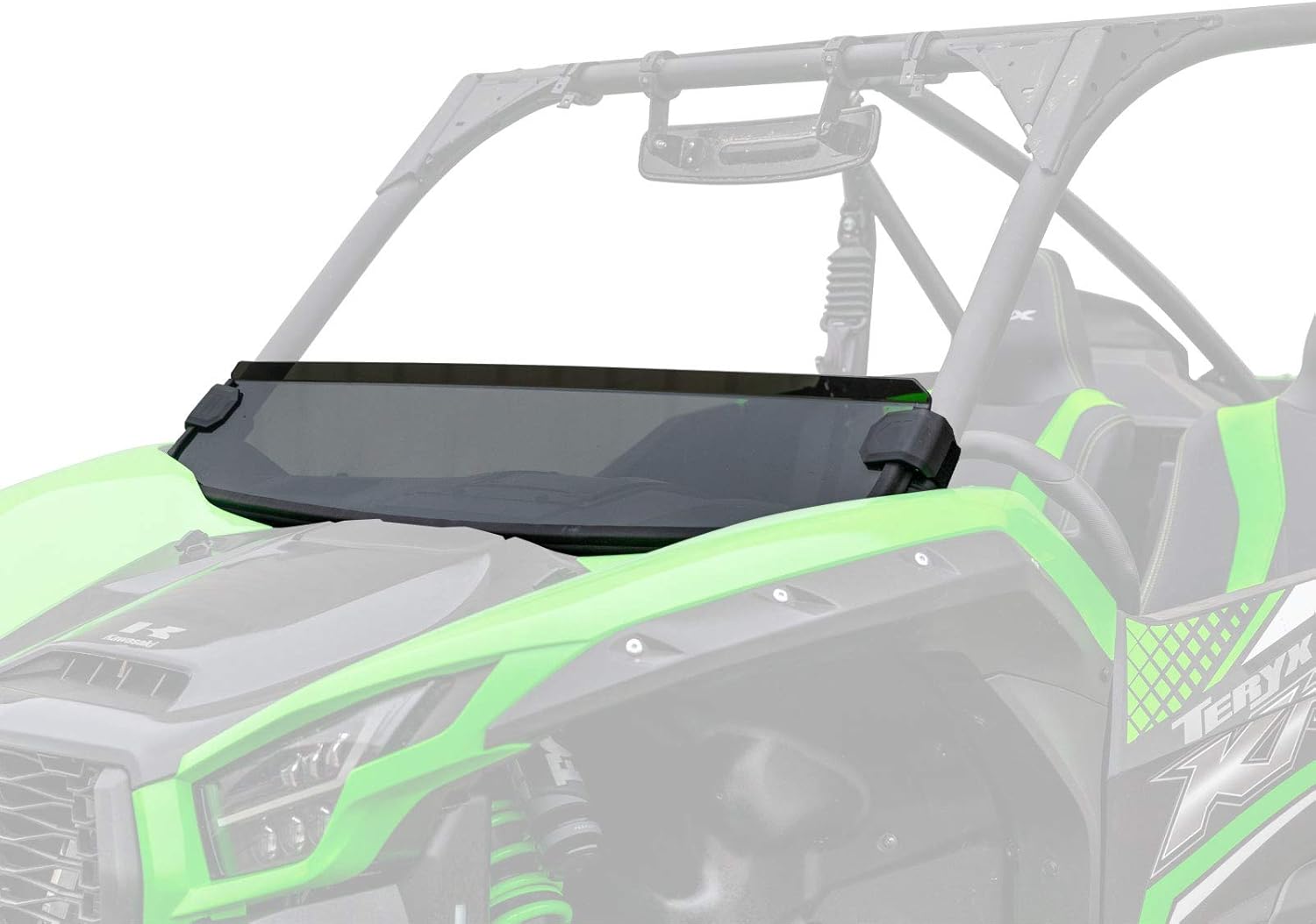 SuperATV Scratch Resistant Half Windshield for 2020+ Kawasaki Teryx KRX 1000, XR Optic Hard Coating, 1/4” Polycarbonate 250x Stronger than Glass, Superior Protection and Sleek Style, USA Made, Tinted