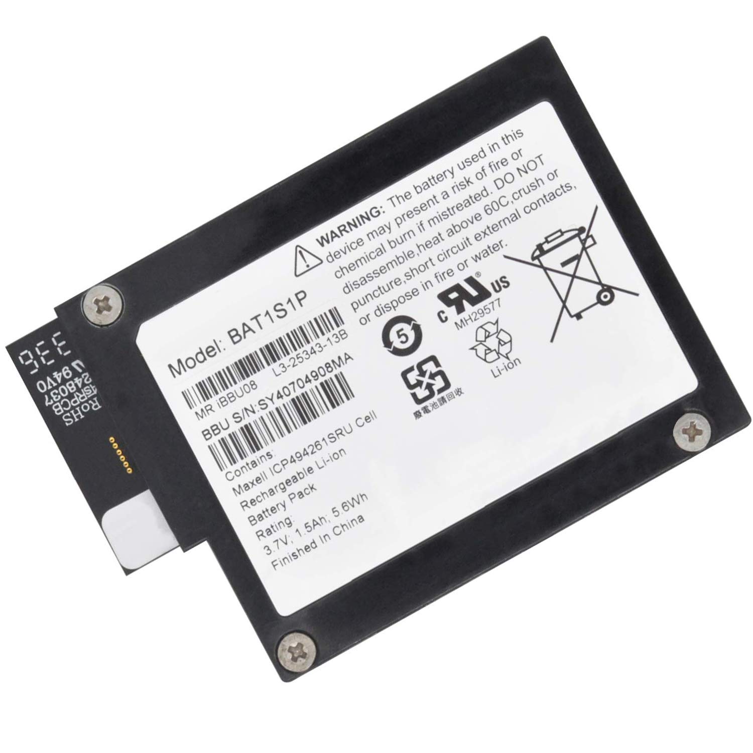 BAT1S1P Batteria di Ricambio per LSI MegaRaid 81Y4451 M5000 M5014 M5015 9260-8i 9280-8i Series iBBU08 M5016 MR10I 81Y4490 (3.7V 1.5Ah 5.6Wh)