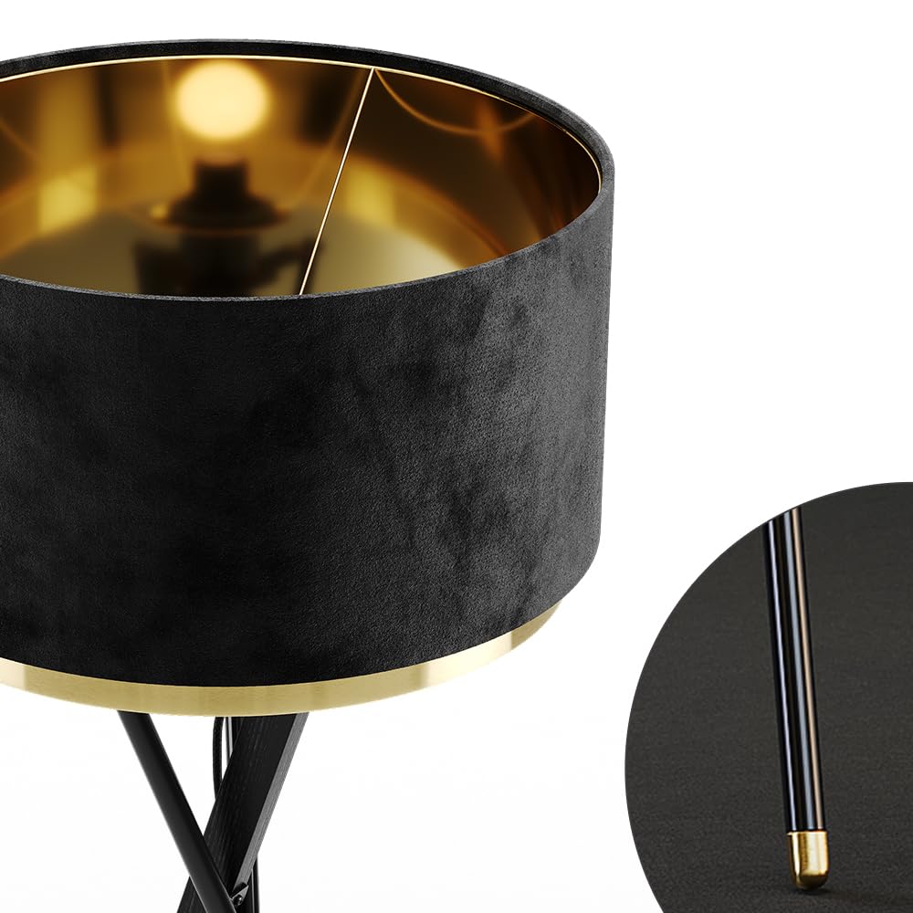 Vicco Stehlampe Goldamo Schwarz | mit E27-Fassung für verschiedene Leuchtmittel geeignet