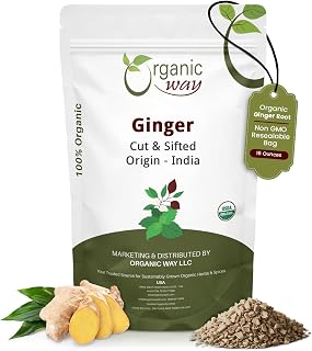 OrganicWay USDA Organic Ginger Root Cut & Sifted 1LB - Kosher Vegan Non-GMO Gluten-Free Herbal Tea Spice from India
