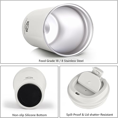 Miniatura 3 de Elayce Taza de café, vasos de café con popotes y cepillos para pajillas, taza de café de viaje con tapas a prueba de fugas para mantener el agua