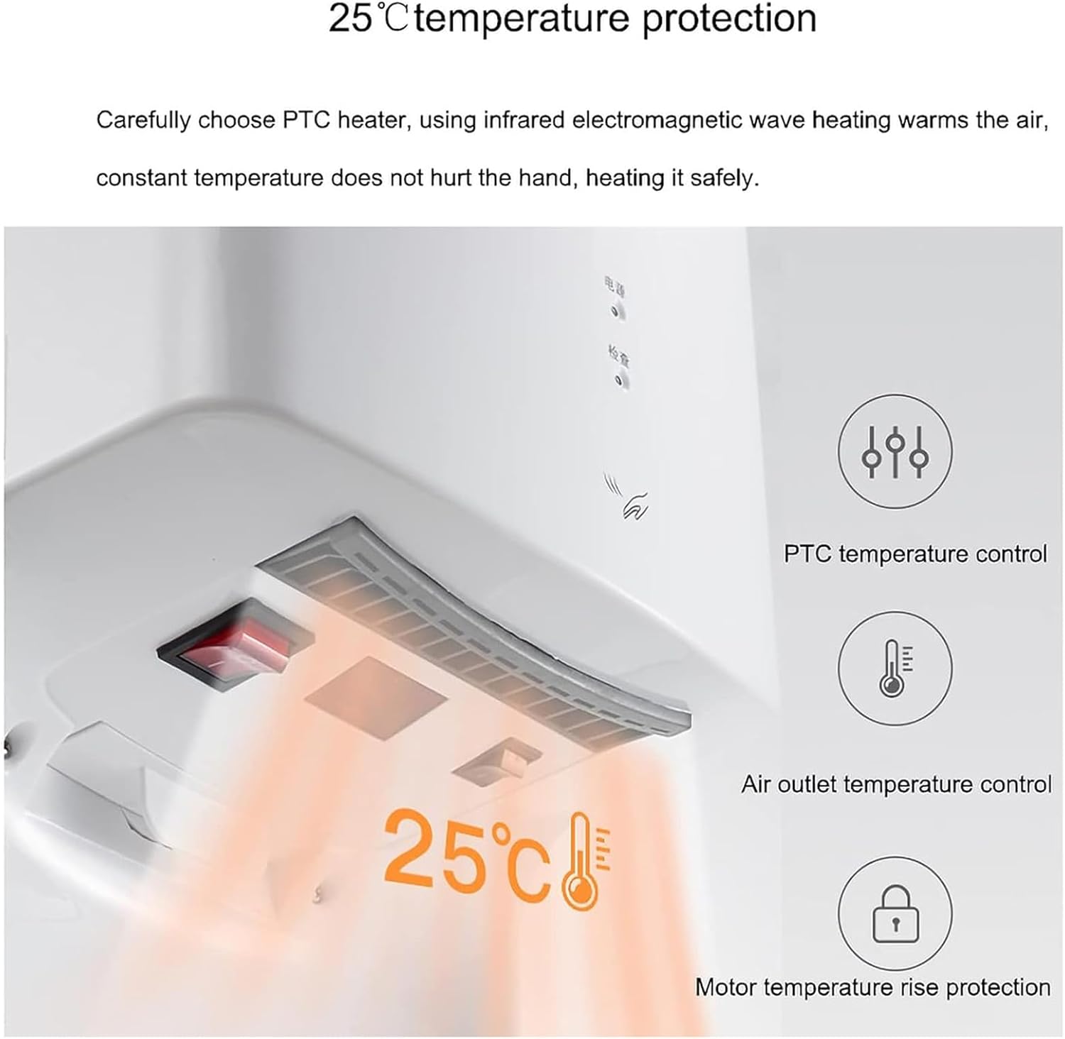 Wall Mounted Hand Dryer Automatic Induction Hand Dryer with Tray High Speed Low Noise Bathroom Hand Dryers 1250W Power Saving Hand Drye for Bathroom Toilet,