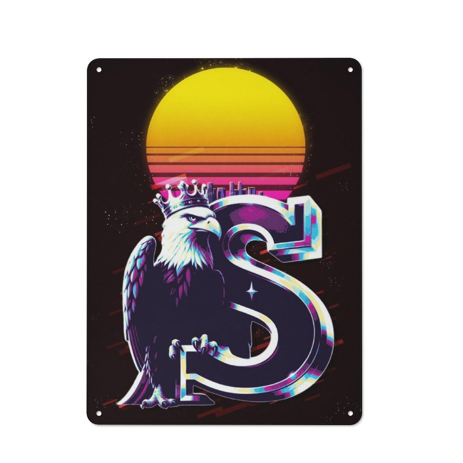 Junmoney Eagle & S Retro Art Tin Wall Plaque 40X30cm With For Living Room Or Hallway, For Garage, Workshop And Man Cave Decoration