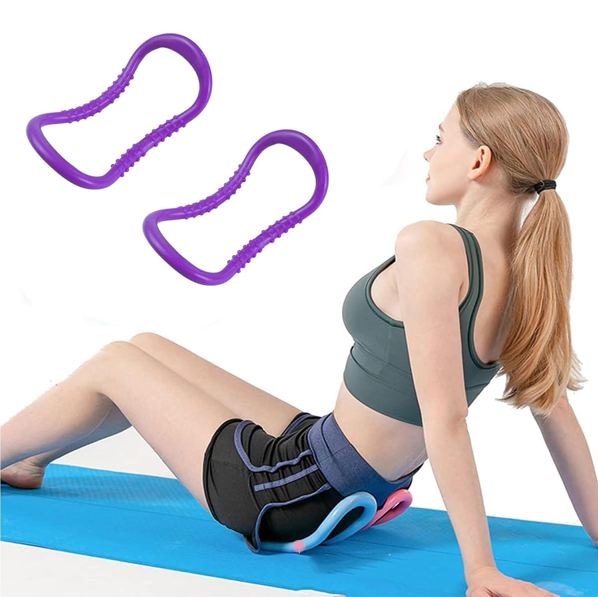 Goodern 2 PCS Yoga Pilates Stretch Ring Set,Fitness Shaping Training Circle Multi-Functional Women Pilates Sport Equipment Soft Body Workout Exercise Resistance Support Tools for Home/Gym -Purple