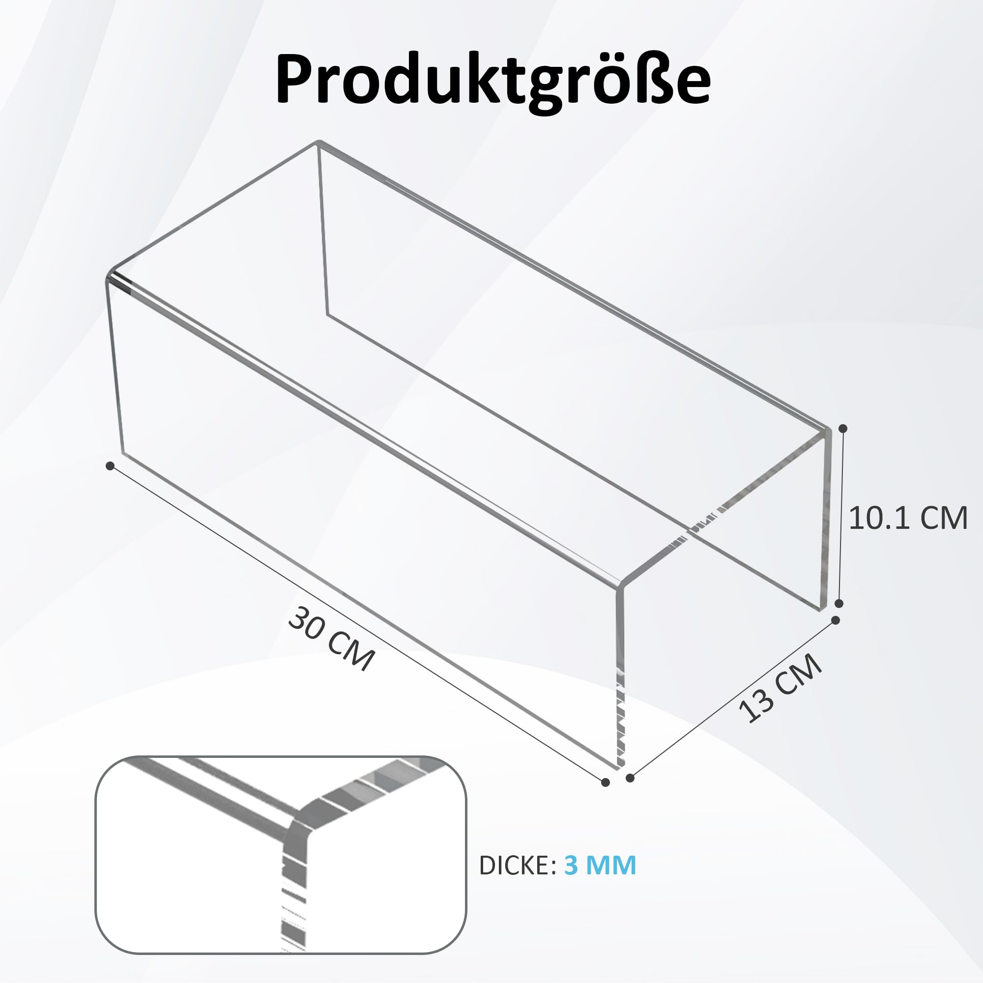 Sezanrpt Scaffale in acrilico Riser, 30 x 13 x 10 cm, confezione da 2, supporto acrilico trasparente per oggetti da collezione, Brand Store, Home Storage Organizer, 30 x 13 x 10 cm