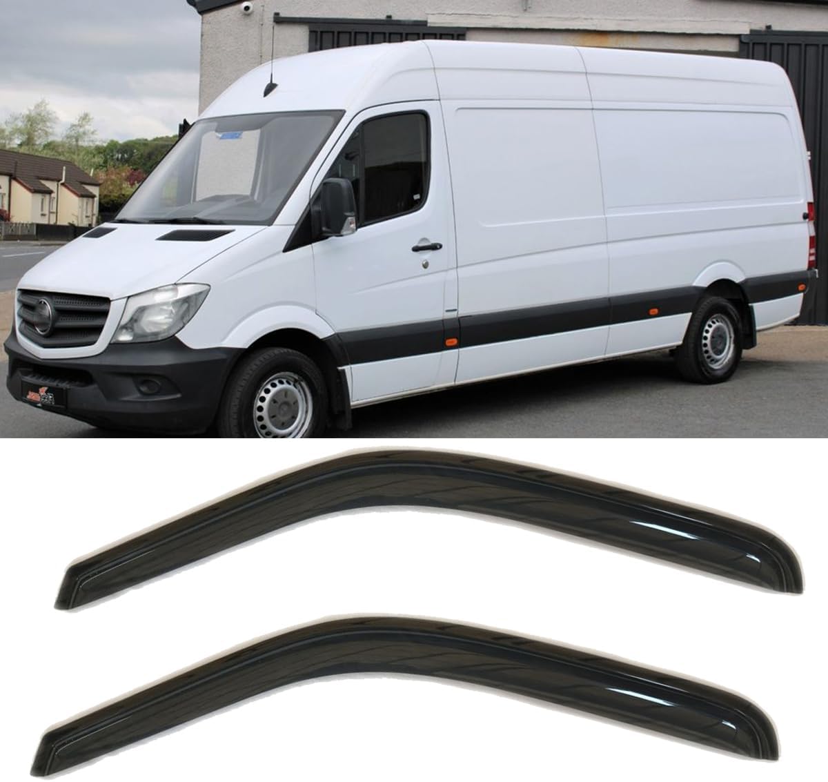 2pcs Original Shatterproof Rainproof Side Window Wind Deflectors for 2006-2018 Mercedes-Benz Sprinter,Tape-on Sun Rain Guards Sets,Nice Looking Window Visors for Cars,Vent Deflector MB27