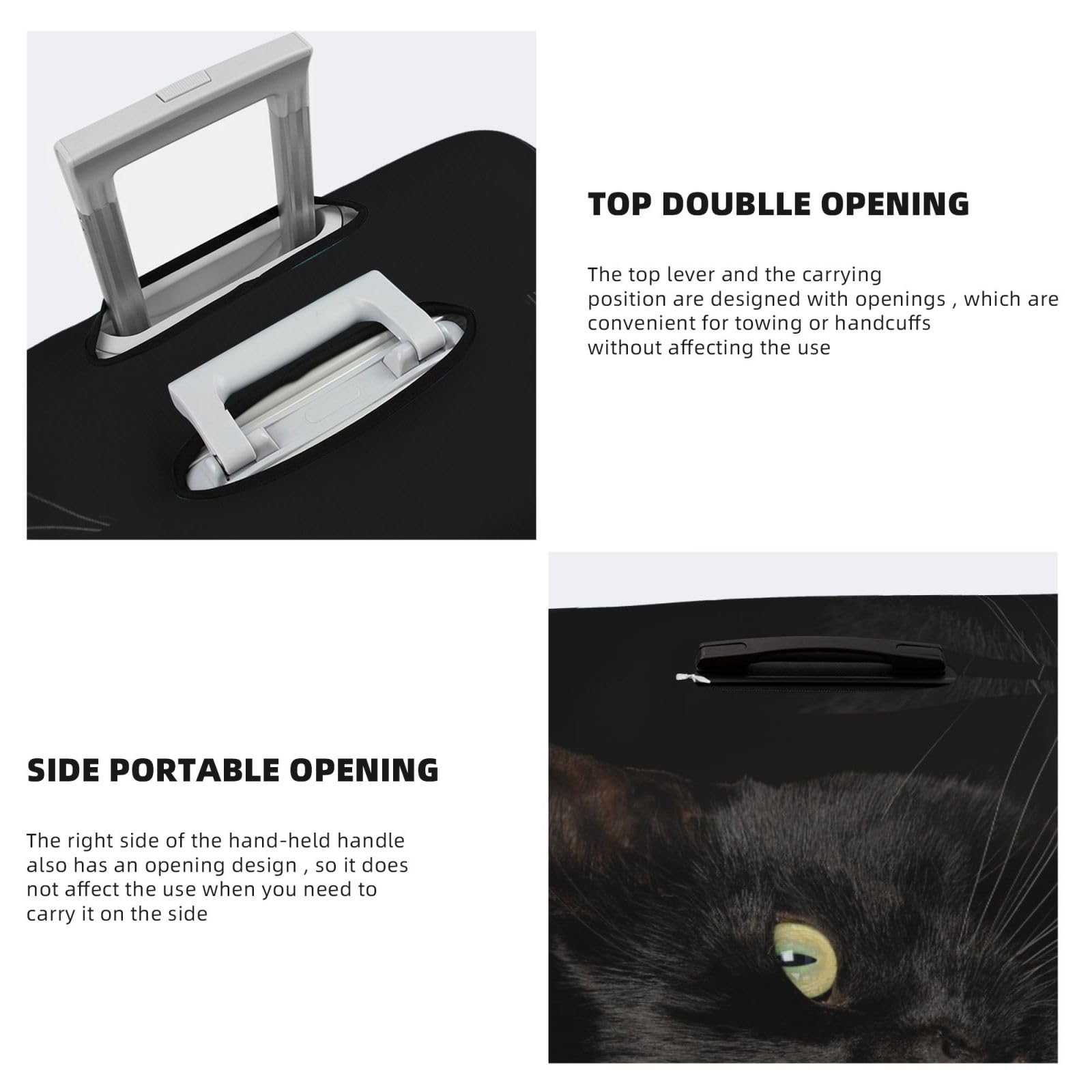 Cool Black Cat con gli occhi verdi copertura per bagagli elastico lavabile elasticizzato valigia da viaggio protezione antigraffio per bambini e adulti, Gatto, M, Per uso