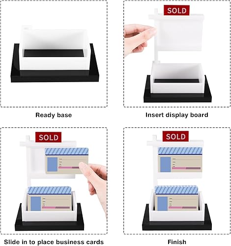 Miniatura 4 de FRIUSATE Soporte para tarjetas de visita de bienes raíces, letrero de venta para agente de bienes raíces, escritorio de negocios, soporte para