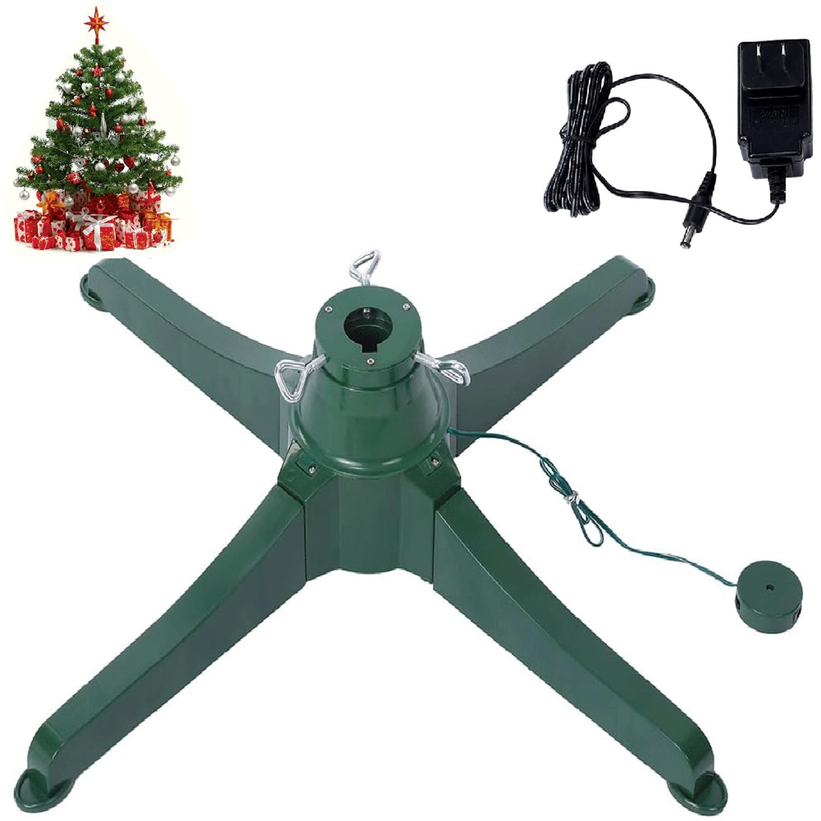 Soporte para árbol de Navidad giratorio: rotación de 360° para lucir tus luces