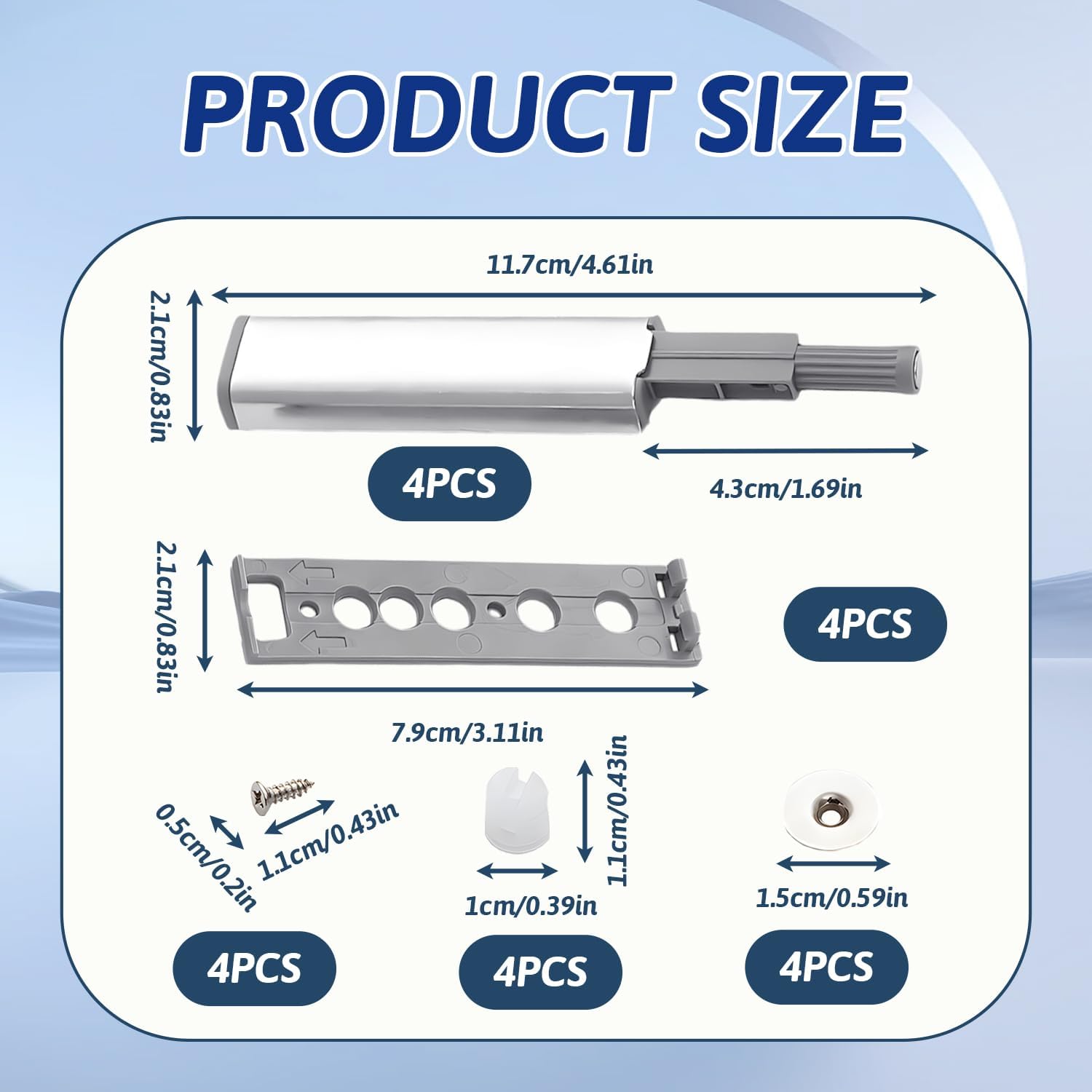 4 x push to open magnet pusher door cupboard magnetic latch damper door cupboard magnetic closure cabinet closure system for furniture and drawer magnet push in aluminium