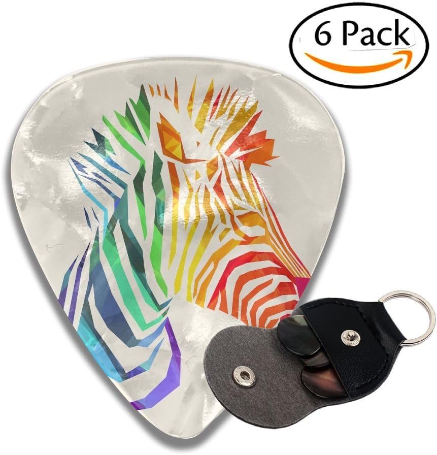 NUCOJ HUOC Minimalistic Zebra 351 Shape Classic Guitar Picks Cool Design Best Celluloid Guitar Picks For Your Electric, Acoustic, Or Bass Guitar