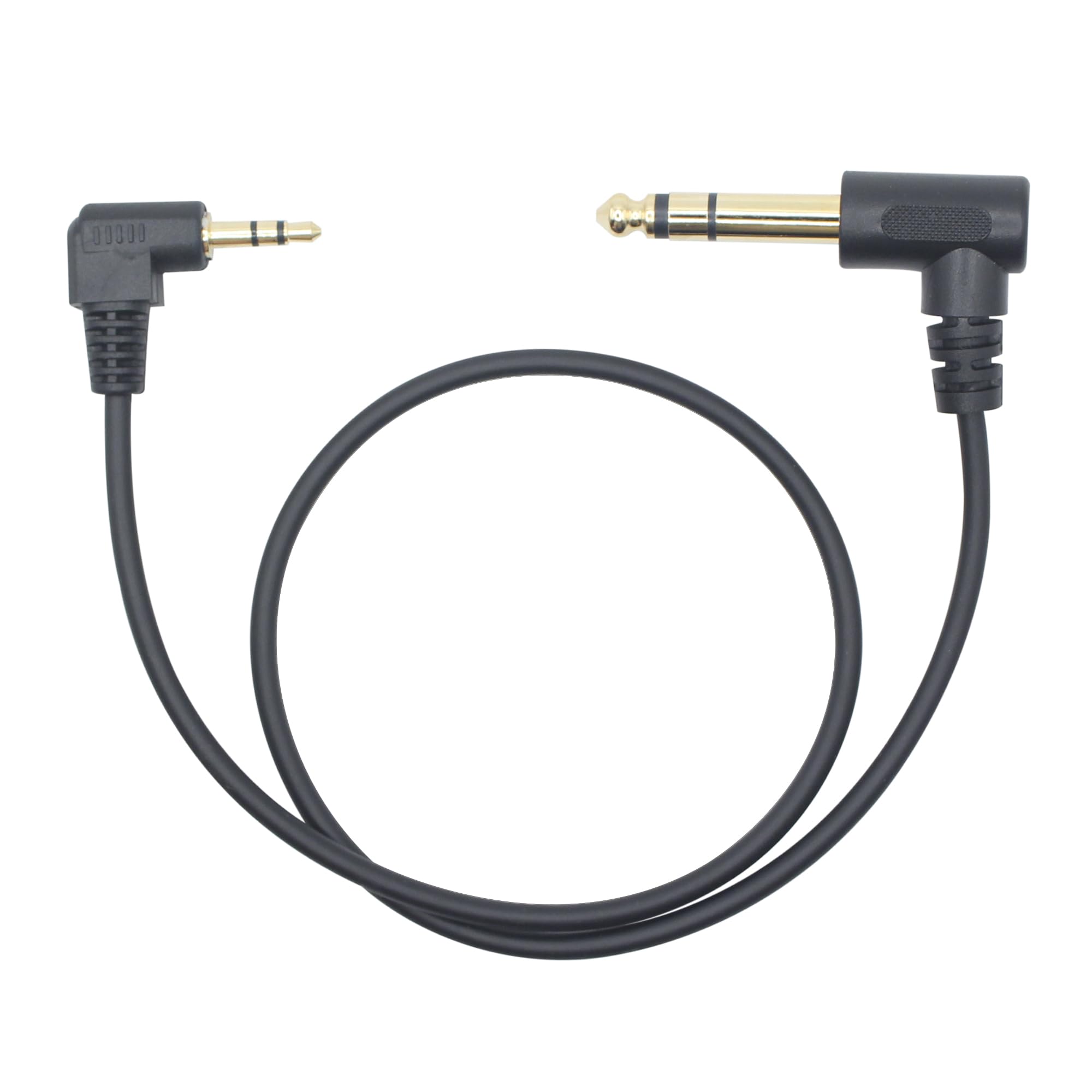 Xilaghy 90 Degree 1/8 to 1/4 Stereo Audio Cable, Right Angle 3.5mm TRS Male to 6.35mm TRS Male Aux Cord for Guitar, Keyboard Piano, Laptop, Speaker and Amplifiers (1.6FT)