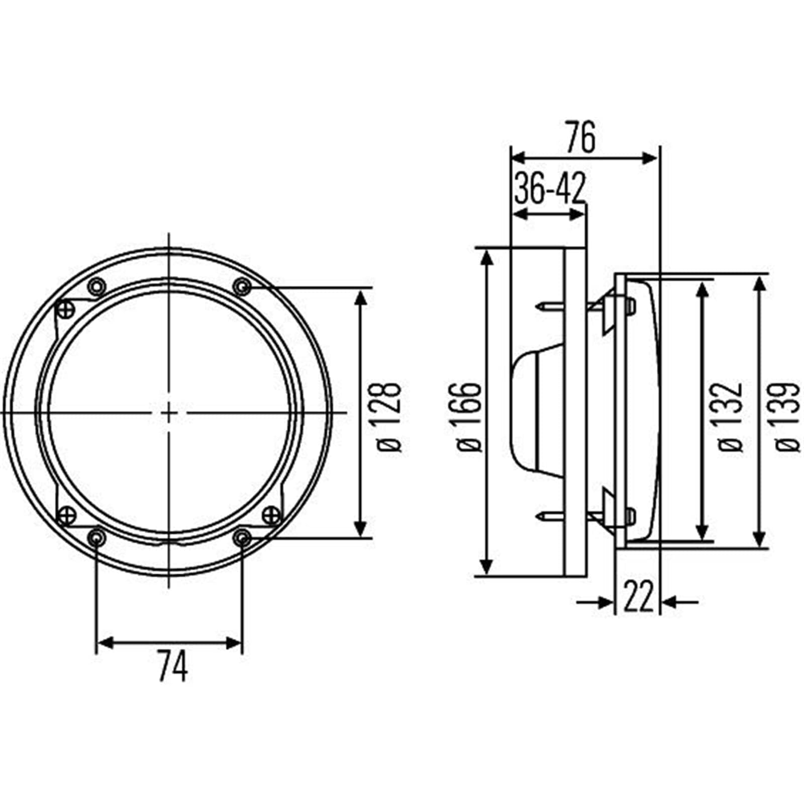 HELLA Halogen/FF-Reflektor - M133 - 12V - Liczba referencyjna: 12.5 - ECE - Wtyczki: Wtyk płaski - z prawej/z lewej - 1A3 996 162-071
