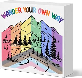 LGBT Decor Desk Sign, LGBTQ Ally Rainbow Pride Decoration for Room Home Office, LGBT Pride Month Gifts for Lesbian Gay Queer, Wander Your Own Way