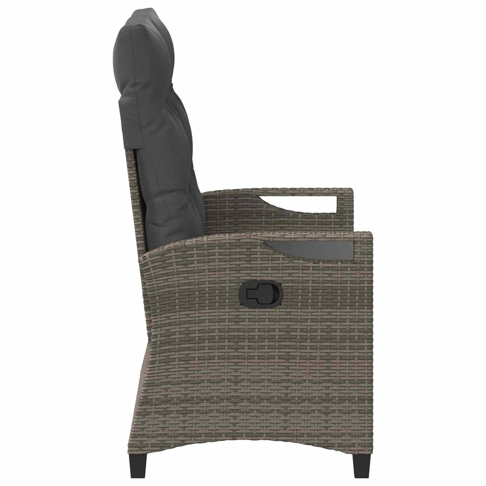 Gartenbank, neigbar, Stahlgrau und Polyester, 105 x 60 x 112 cm
