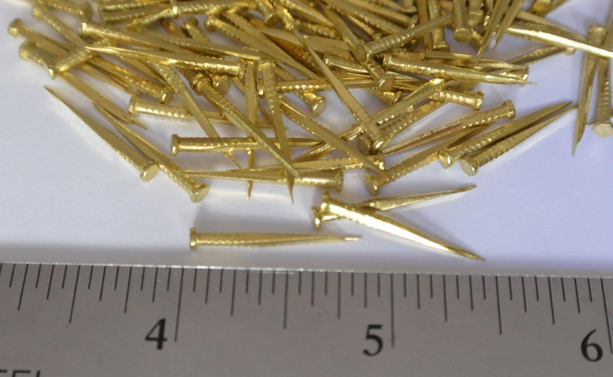 Solid Brass Nails Tacks for Shoes Boots Leather Heels Soles Repairs Replace 2 oz (Bulldog Clinching Nails 6/8")