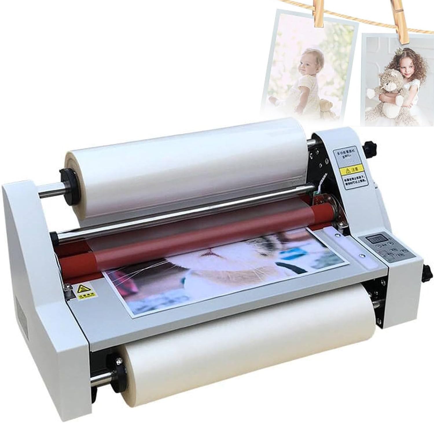 LjlXanthiper V350 Single Double-Sided Thermal Laminator,Hot Cold Roll Laminator with Temperature Control,Digital Display,Safety Protection,For Paper Card Wood Veneer Pvc Foil