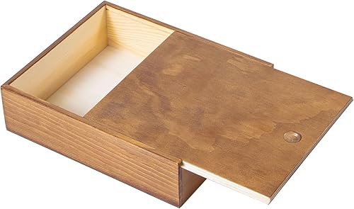 Caja de madera vintage con tapa deslizante, 9.4 x 7.8 x 2.5 pulgadas, caja de madera de almacenamiento de recuerdos, cajas de regalo de madera