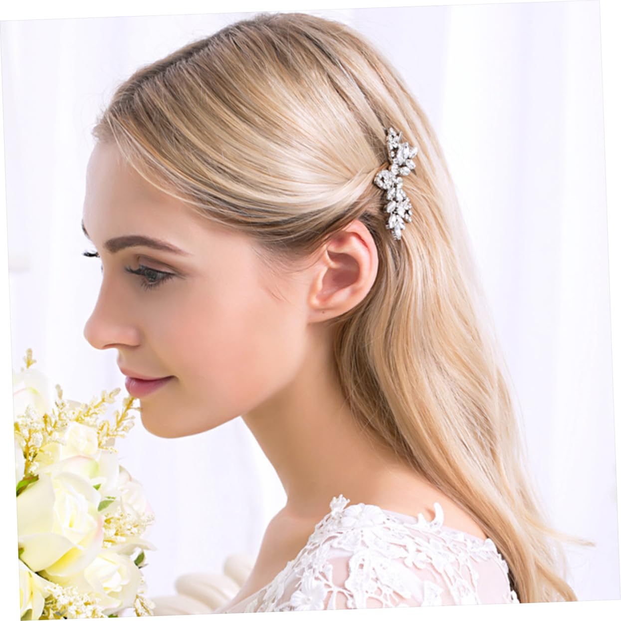 FRCOLOR Juego De 3 Horquillas Para El Pelo Con Cristales Flores Y Hojas Con Diamantes De Imitación Para Novia Boda Fiesta Joyería Nupcial 2 Unidades X 3