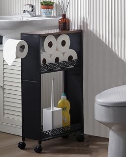 Toilet Paper Holder Stand for Small Bathroom Storage:Skinny Bathroom Storage Cabinet for Small Spaces Tiny Apartment