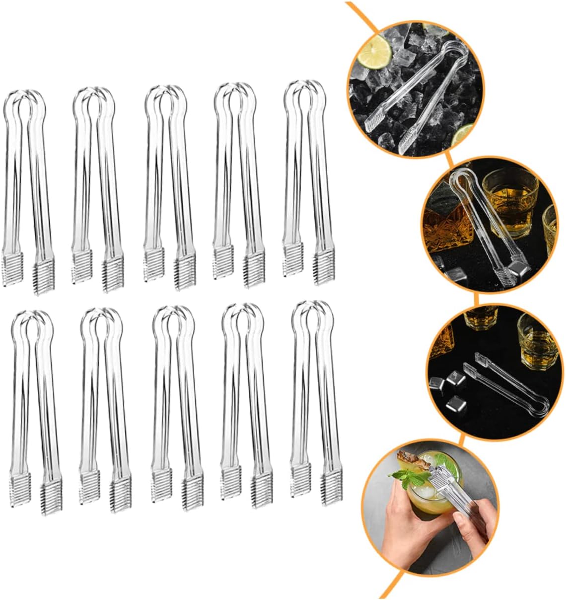 VOSAREA 10Pcs Acrylic Ice Cube Tongs Small Food Clips for Serving Appetizers Non Slip Design for Kitchen Bbq and Parties Lightweight and Easy to Clean