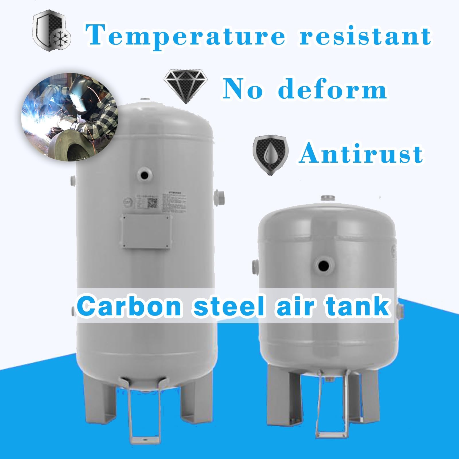 Depósito de compresor de aire de alta presión con kit de montaje para sistemas de conducción neumática