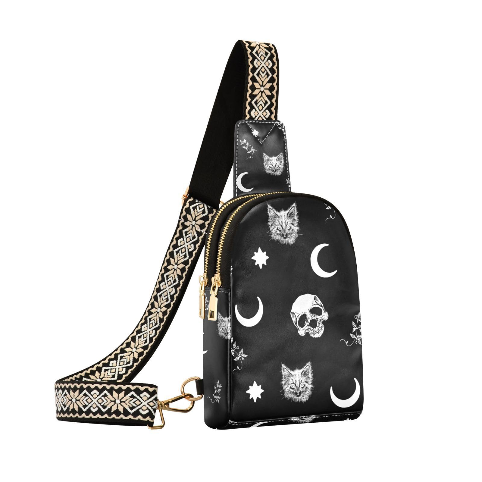 NCRJCZQL Crossbody Sling Bag for Women Leather Shoulder Chest Bag Small Fanny Pack for Hiking Travel | Leather, Shoulder, Chest Bag, for Hiking,