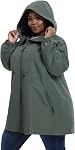 Plus Taille Veste de pluie légère pour femme, Vestes de brise-vent imperméables avec hotte pour voyager, Randonnée, quotidien