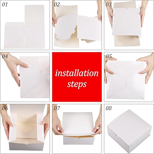 Miniatura 3 de Yexiya Paquete de 100 cajas de regalo de 8 x 8 x 4 pulgadas con tapas para bodas, damas de honor, propuestas, cajas de regalo con cintas para el día