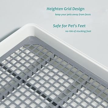 Petlex Rabbit Litter Box with Grate, Super Large Guinea Pig Litter Pan for Cage, Bunny Restroom Litter Tray Small Animals Toilet Potty Trainer for Rabbit Hamster Ferret Rats Guinea Pigs Hedgehog