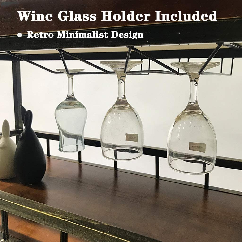 Carrito de vinos de Estilo Vintage para Cocina doméstica. Fácil de Montar. Carrito de Servicio con botellero y Mesa de Almacenamiento. Ideal para hoteles y restaurantes.