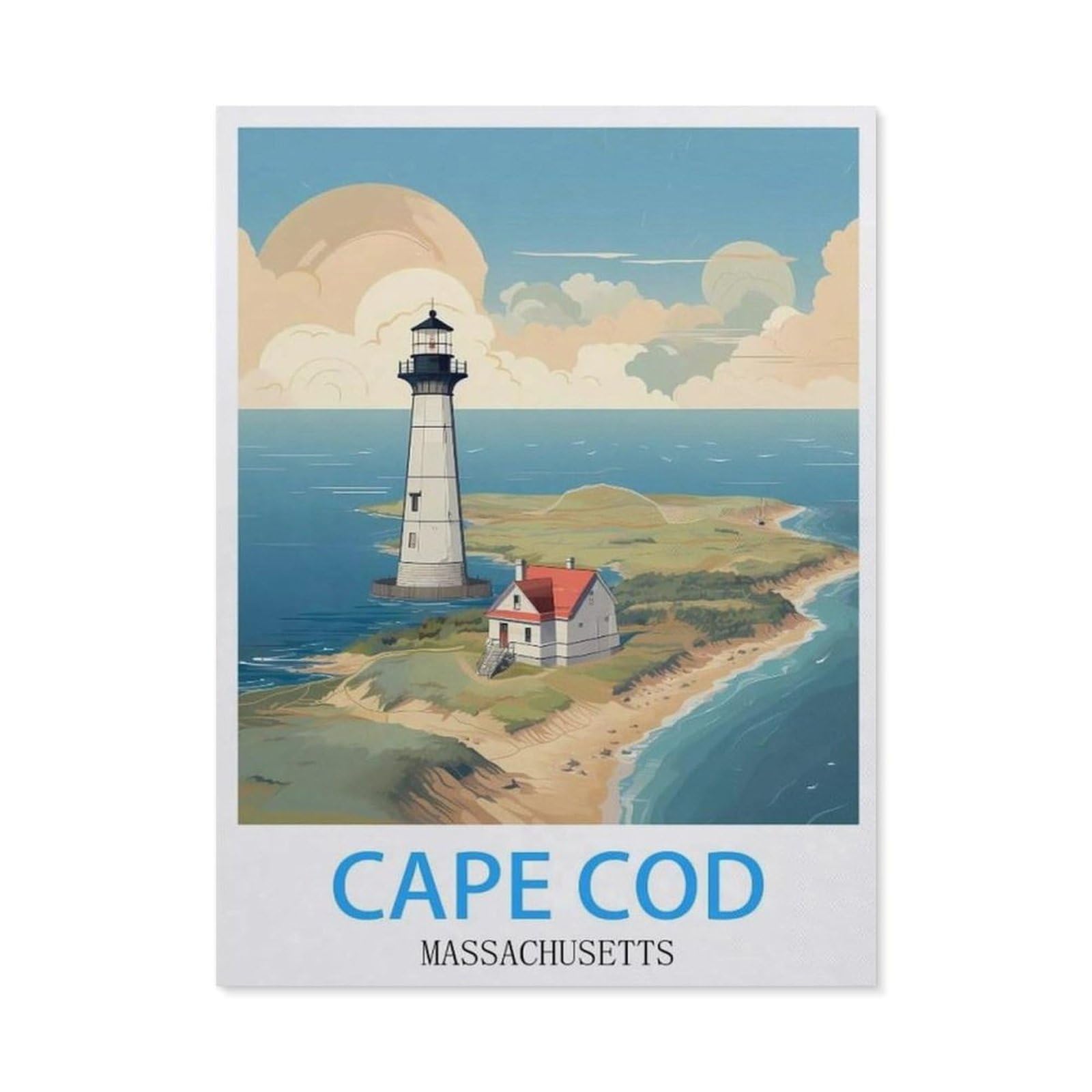 BEAYODKP Diamond Painting，Cape Cod Massachusetts,Round Full Drill Acrylic Embroidery Cross Stitch Arts Craft Canvas Supply for Home Wall Decor Adults and Kids（50 x 60 cm/19.68 x 23.62 inches）-BW50