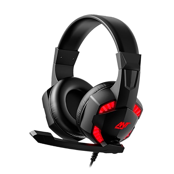 Ant Value H115 Gaming Headset for PS5 PS4 Xbox One Controller, Bass Surround Noise Cancelling Mic, Over Ear Headphones with LED Lights for Mac Laptop Xbox Series X S Nintendo Switch NES PC Games-Black at Rs. 392